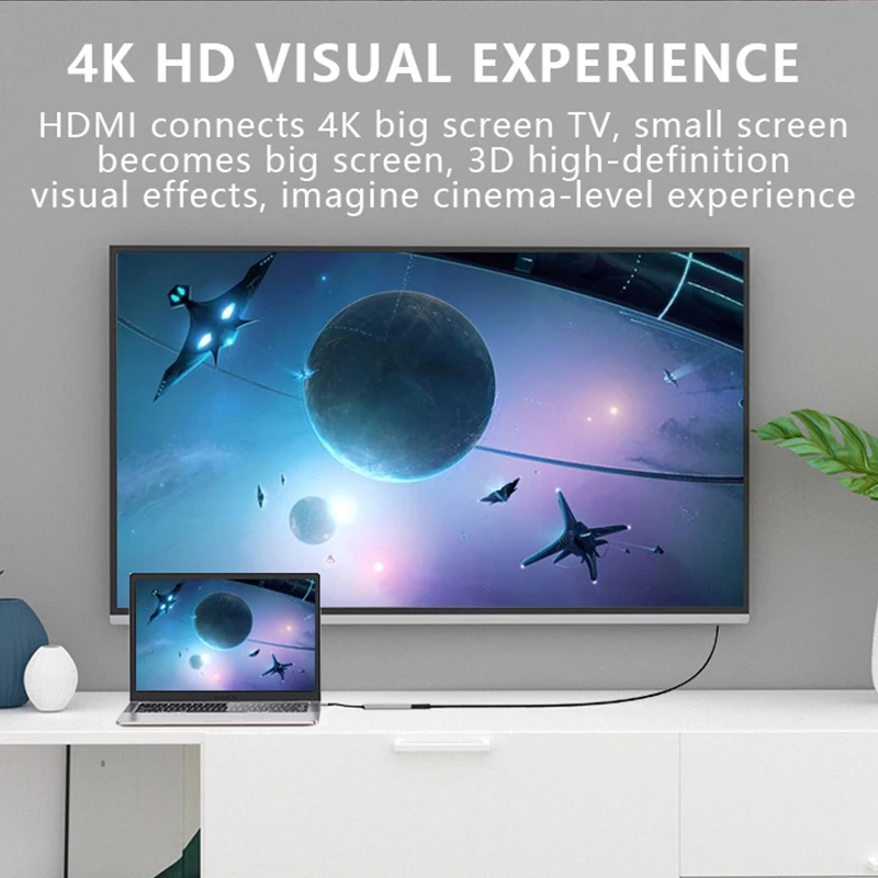 C47 Type-C Мультиадаптер для HDMI-совместимый 4K USB3.0 SD TF конвертер Macbook Pro 6 в 1 док-станция