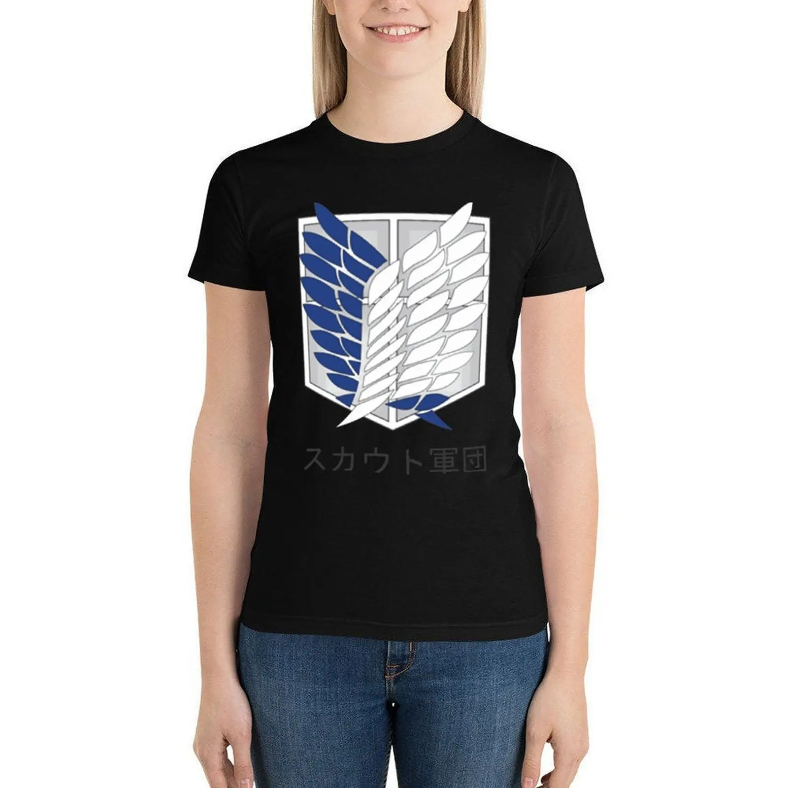 

Attack On Titan Free Wings T-Shirt Legion Anime Womens Simple Casual 100 Cotton T Shirt O Neck Printed Short Sleeve Tee Shirt