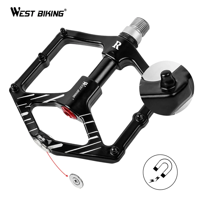 WEST BIKING педали для велосипеда с магнитной присоской, 3 подшипника, сплав, Нескользящие педали для велосипеда, MTB, горный велосипед, герметичный подшипник, педали