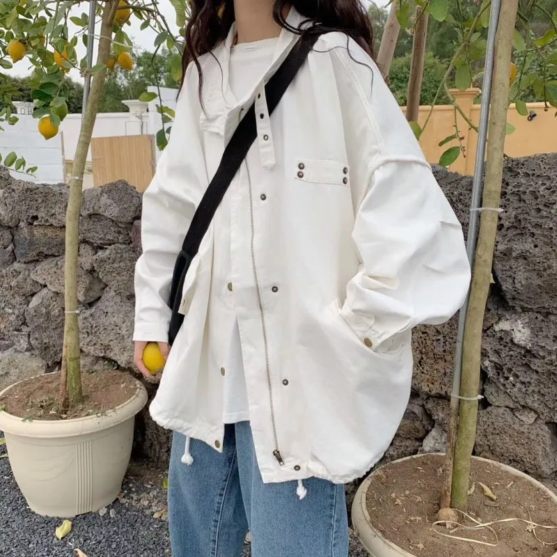 

2020 New Safari Style Women Jacket Causal Long Sleeve Double Pockets Coat Autumn Korean Single Breatsed Outerwear