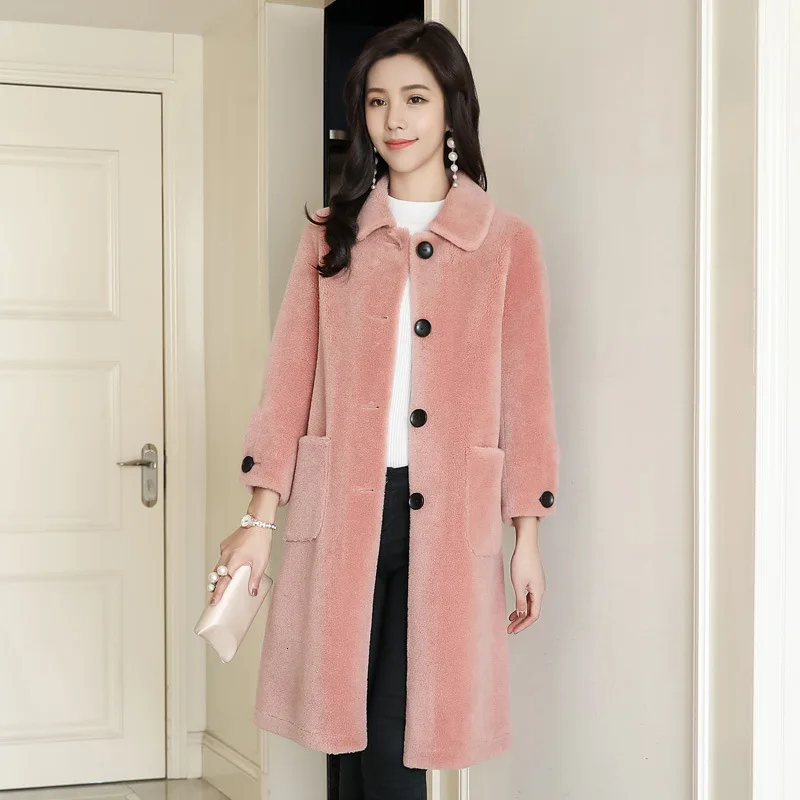 100% натуральная шерстяная куртка зимнее пальто из натурального меха Женская