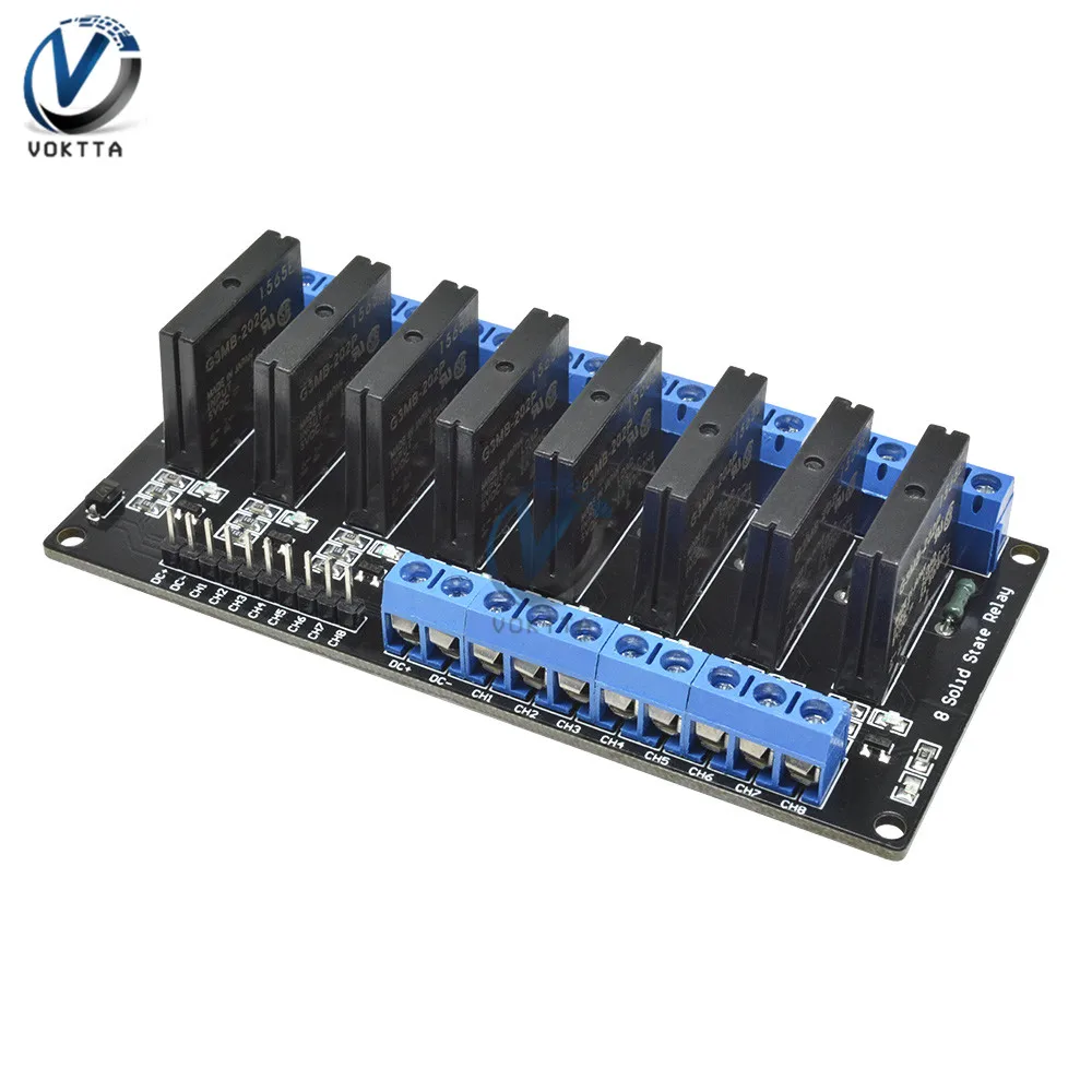 5 в 8 канальный твердотельное реле G3MB 202P DC AC PCB SSR 5VDC выход 240 В 2A для Arduino задержки