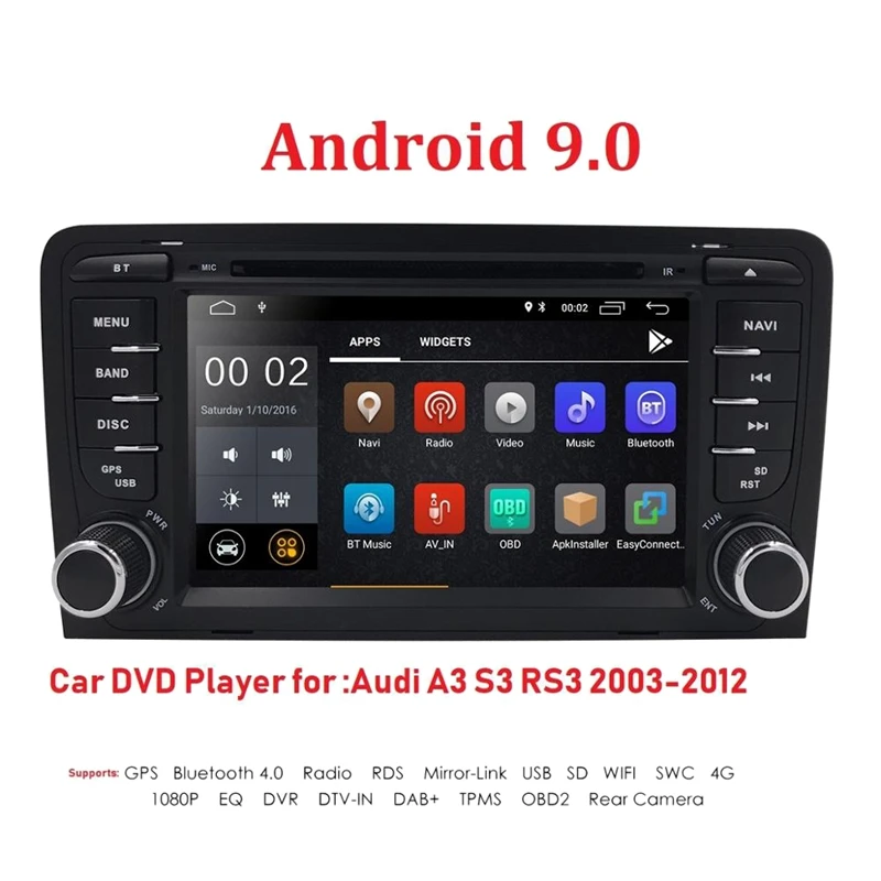 Android 9 0 2Din автомобильный DVD GPS 4G + 32G мультимедийный плеер Bluetooth стерео радио для-Audi A3