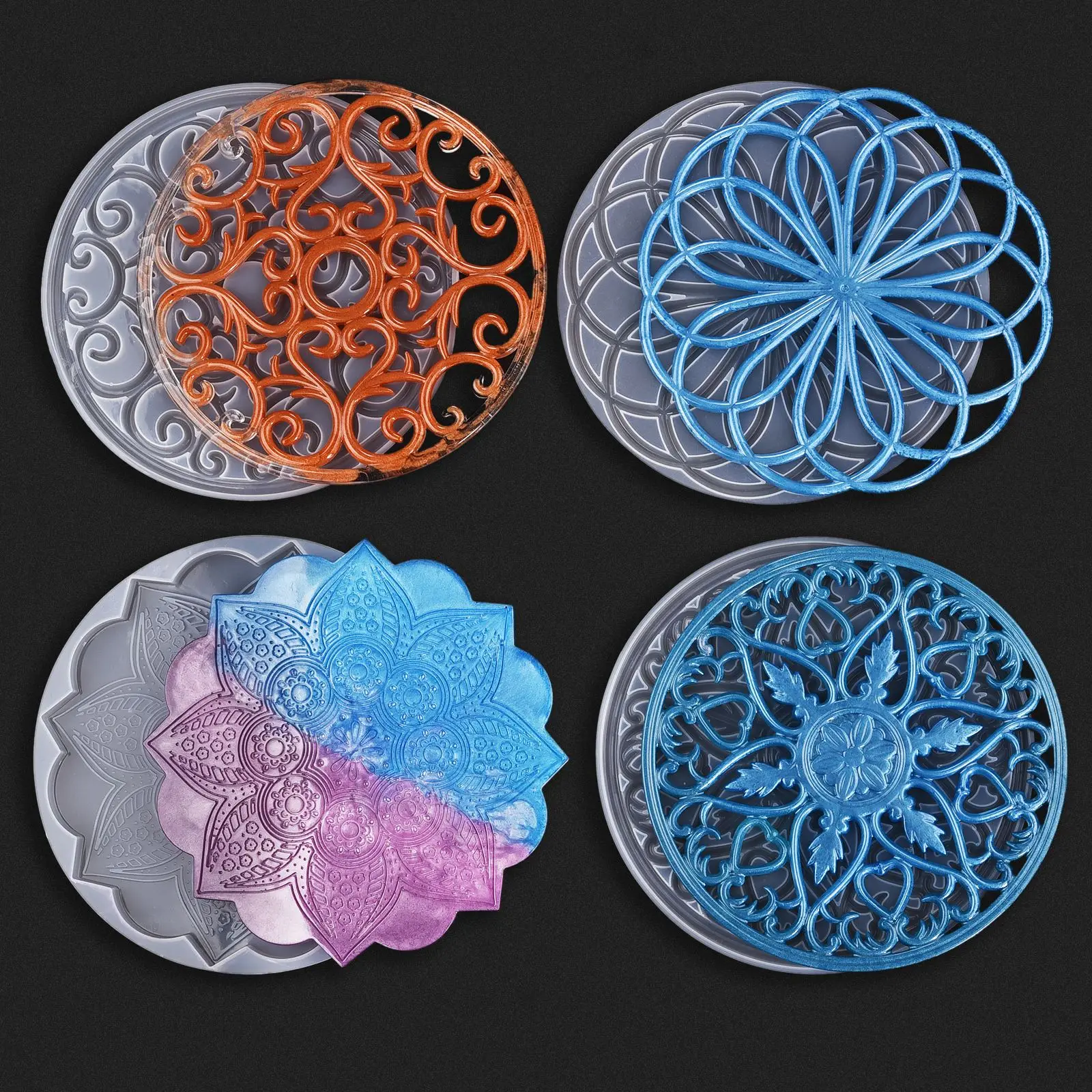 5 Styles Personality Coaster Epoxy Resin Mold Cup Mat Mug Silicone Mould DIY Crafts Ornaments For Home Decorations Casting Tools |