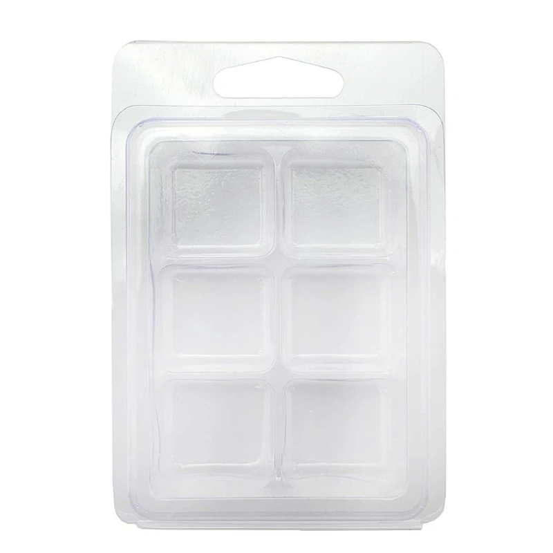 

50 Packs Wax Melt Clamshells Molds Square, 6 Cavity Clear Plastic Cube Tray for