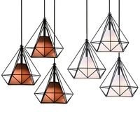 modern iron diamond pendant lights for restaurant bar scandinavian loft metal cage pyramid shade pendant lighting for kitchen