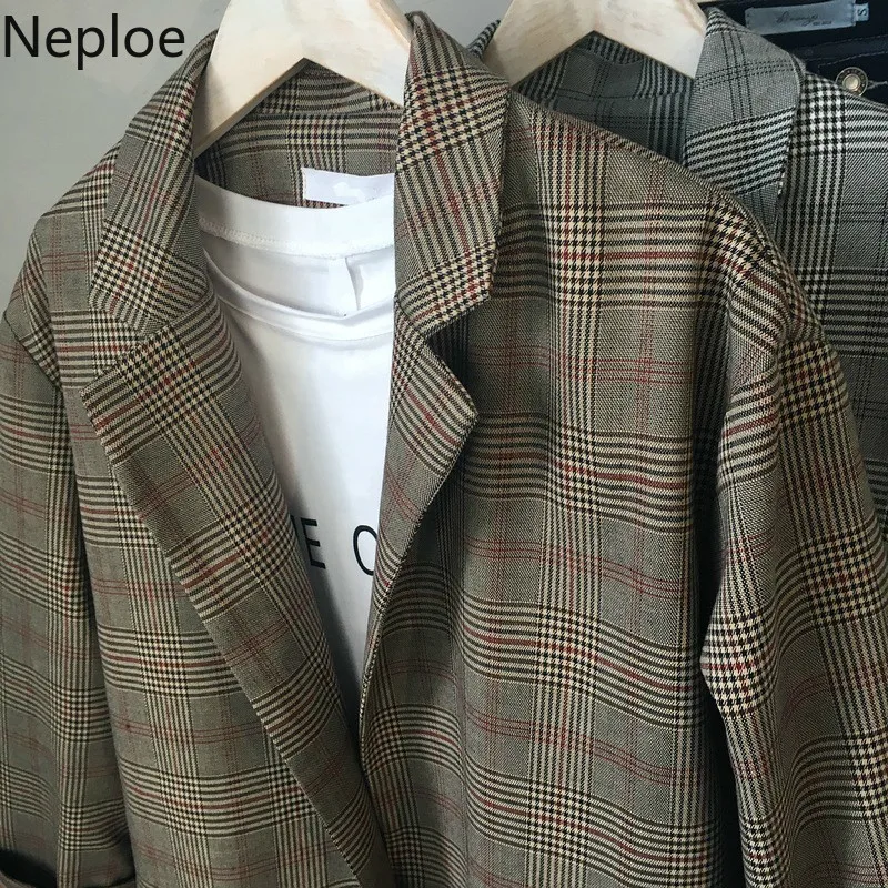 Neploe корейский Ретро клетчатый женский маленький костюм куртка Осень Новый