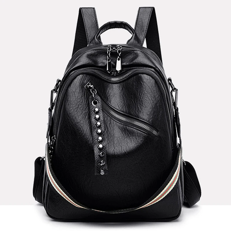 Брендовые кожаные женские рюкзаки с заклепками в стиле ретро сумки модная