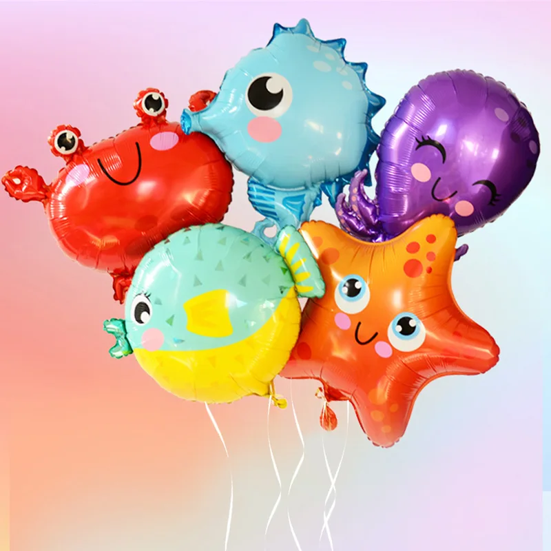 

5Pcs/set Marine Life Balloon Globos Starfish Crab Hippocampus Happy Birthday Party Decorations Baby Shower Balloons