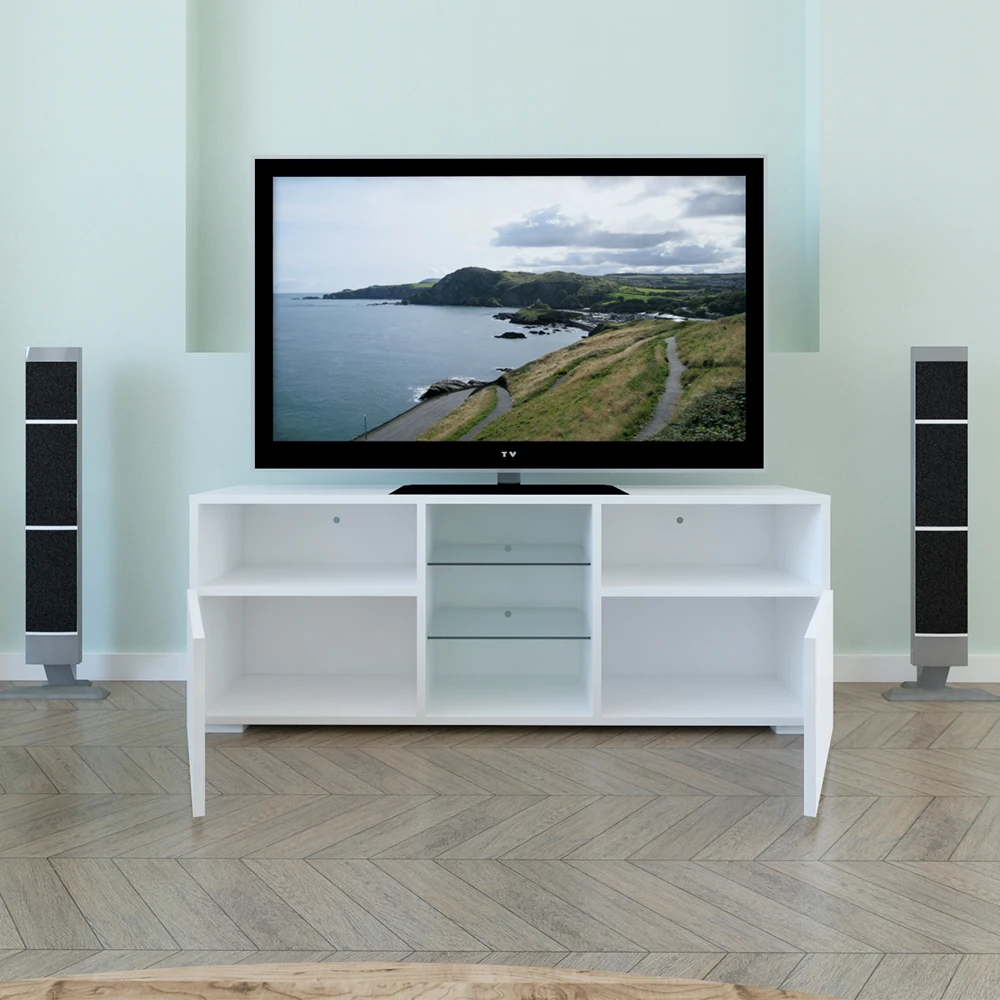 

Good Hardness and High Strength and Durability and Good Condition and Elegant Home Decoration and White LED TV Cabinet