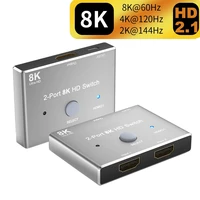 8k hdmi 2 1 switch splitter 2 in 1 out 8k60hz 4k120hz 48gbps 2x1 switcher adapter for x box ps5 ps4 blue ray player projectors