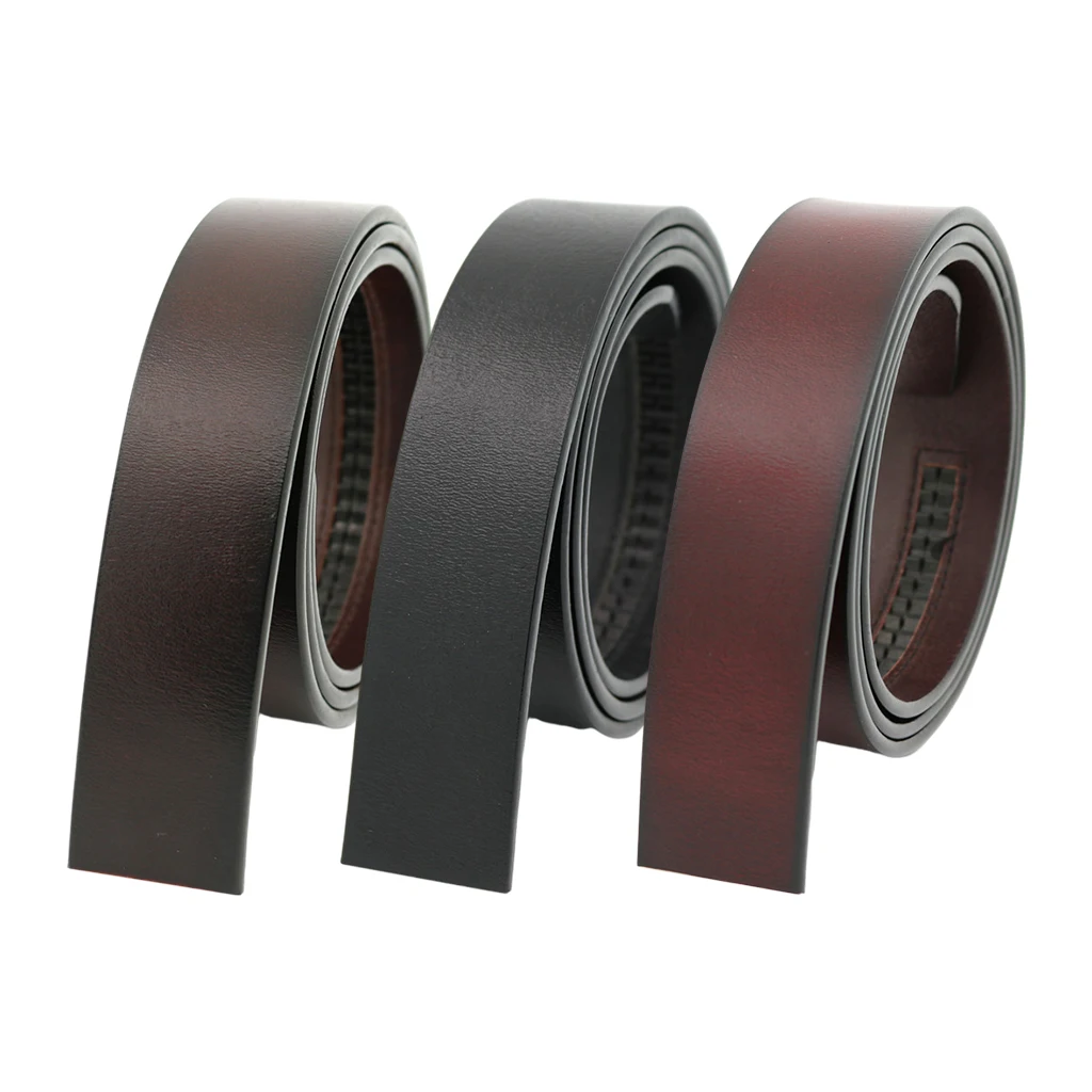 

Mens Belt No Buckle Leather Belt Leather Strap for Trousers or Jeans Length-125cm Width-3.5cm