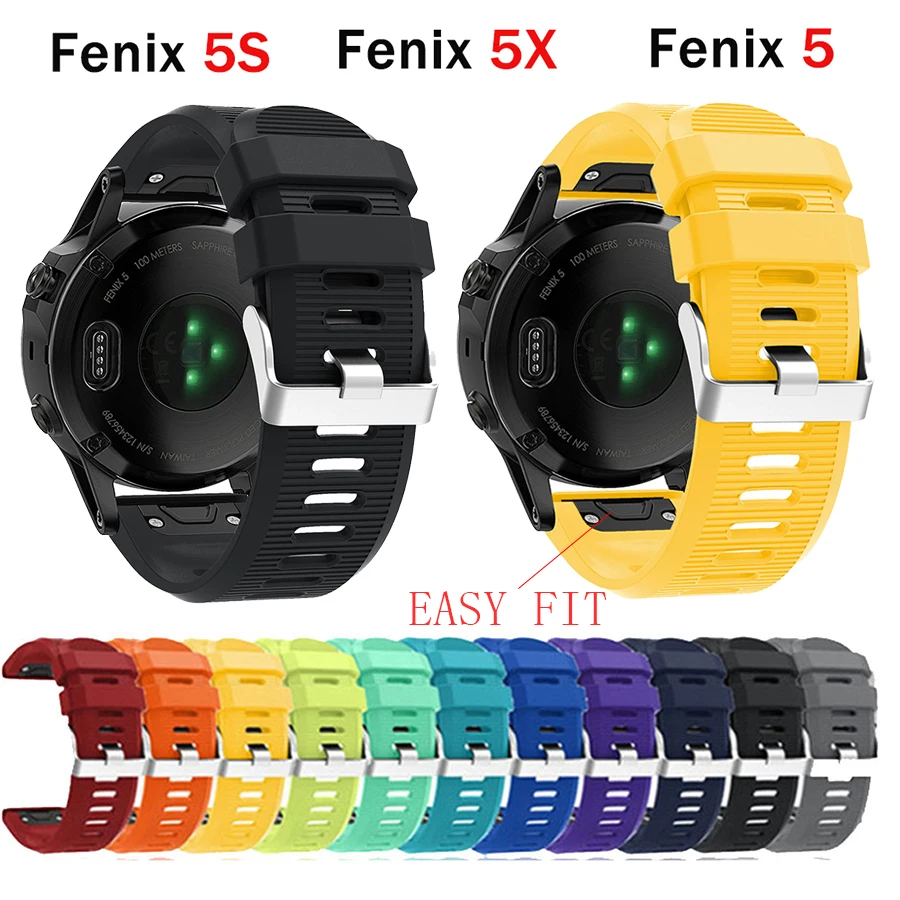 Ремешок для часов 20 мм 26 22 ремешок Garmin Fenix 5 5X3 3 HR 6X6 6 S быстросъемный силиконовый