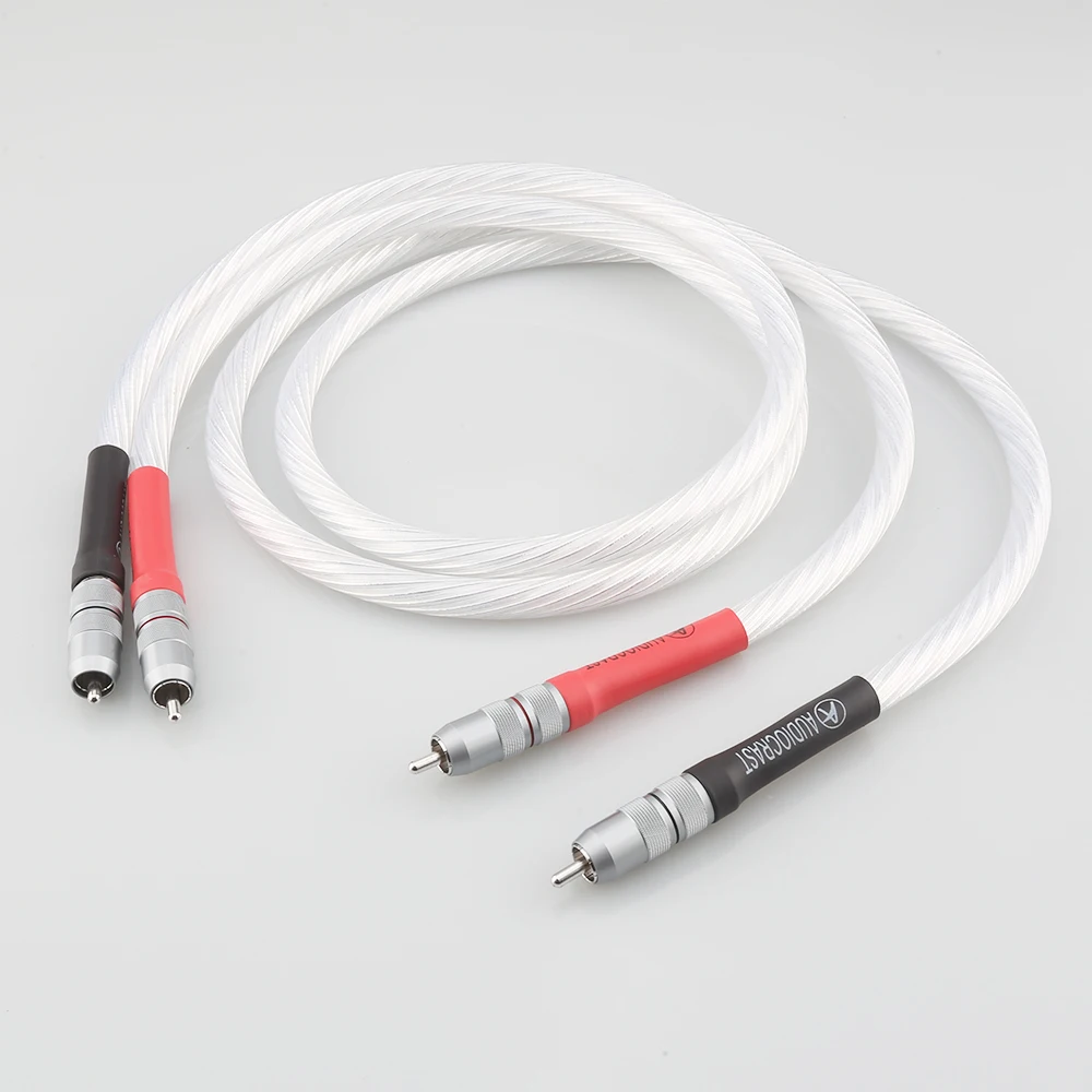 

Pair Hi End Odin Silver Plated Phono RCA Interconnect Audio Cable With Viborg Pure Red Copper RCA Plug HIFI Audiophile