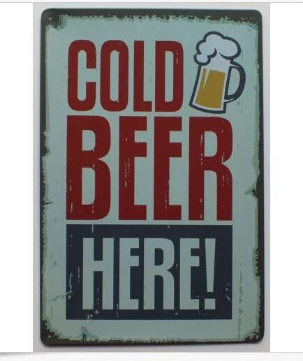 

Ретро крутое пиво здесь жестяной знак Бар Паб гараж декоративное искусство живопись налет