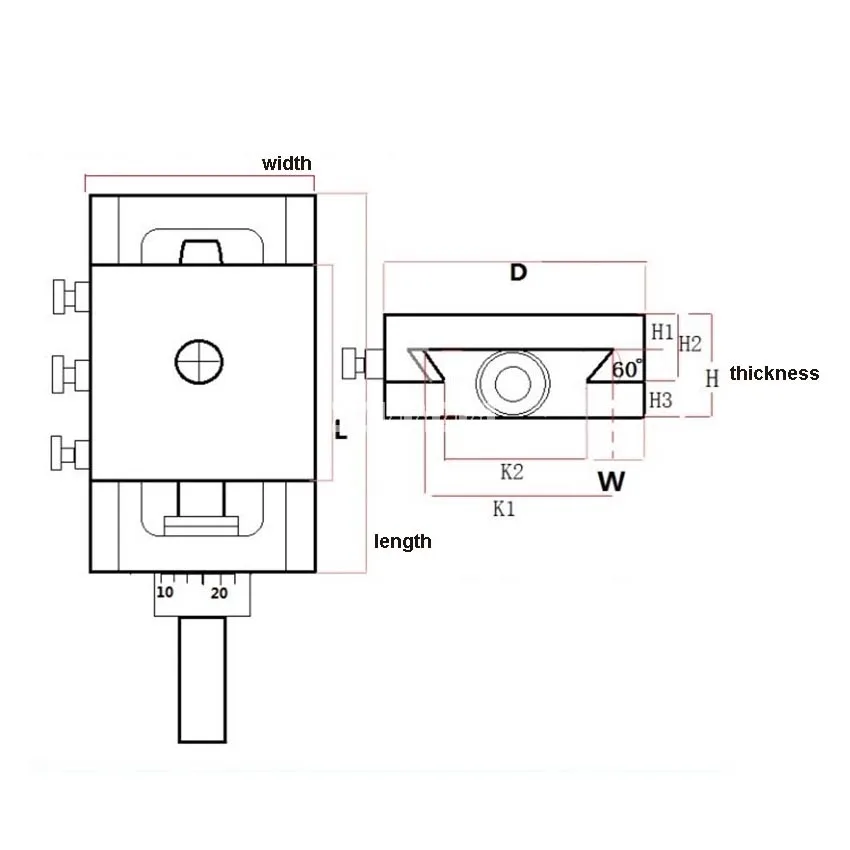 Precision Cylindrical Scale Dovetail Slot Screw Sliding Stage Linear Slide Block Table Stroke 45mm (100*50*30mm) | Инструменты