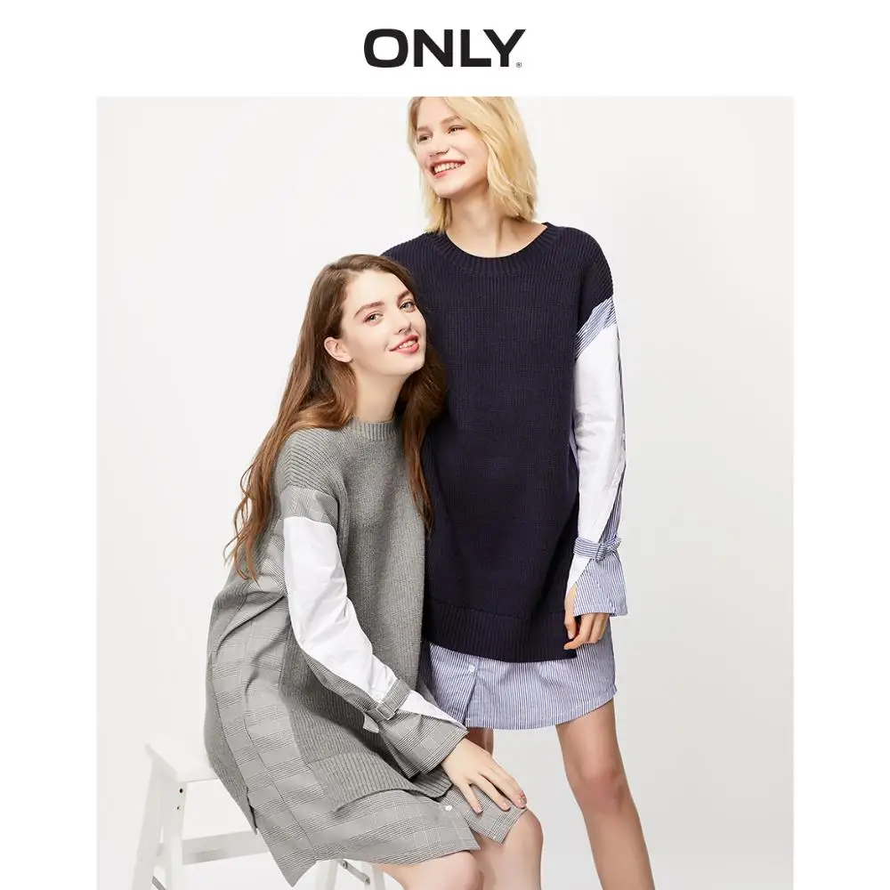 Женское свободное трикотажное платье с длинными рукавами ONLY | 119346517|Женские