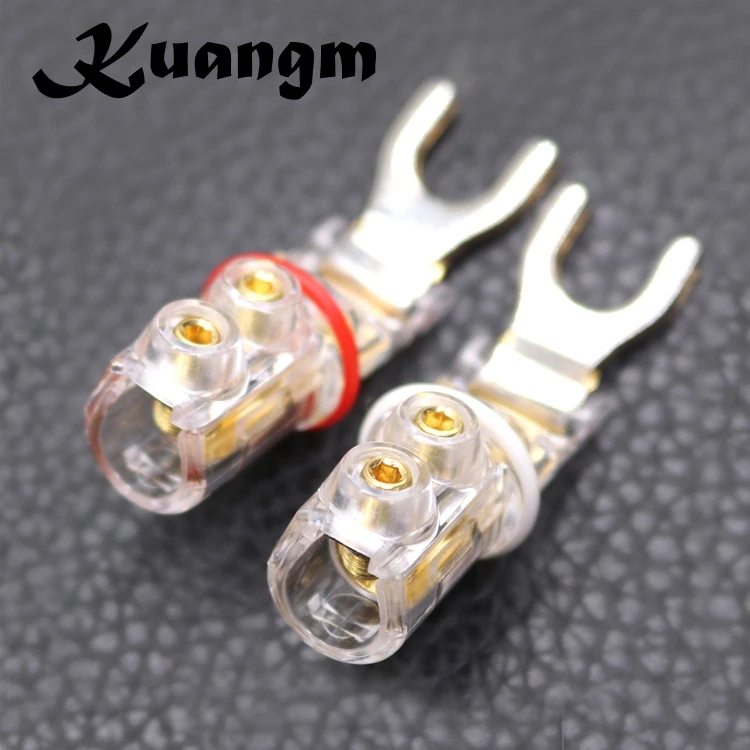 Hi-end Pure Red Copper Y shape Speaker Audio Jack Plugs screwing Banana Plug Connector Connectors | Электроника