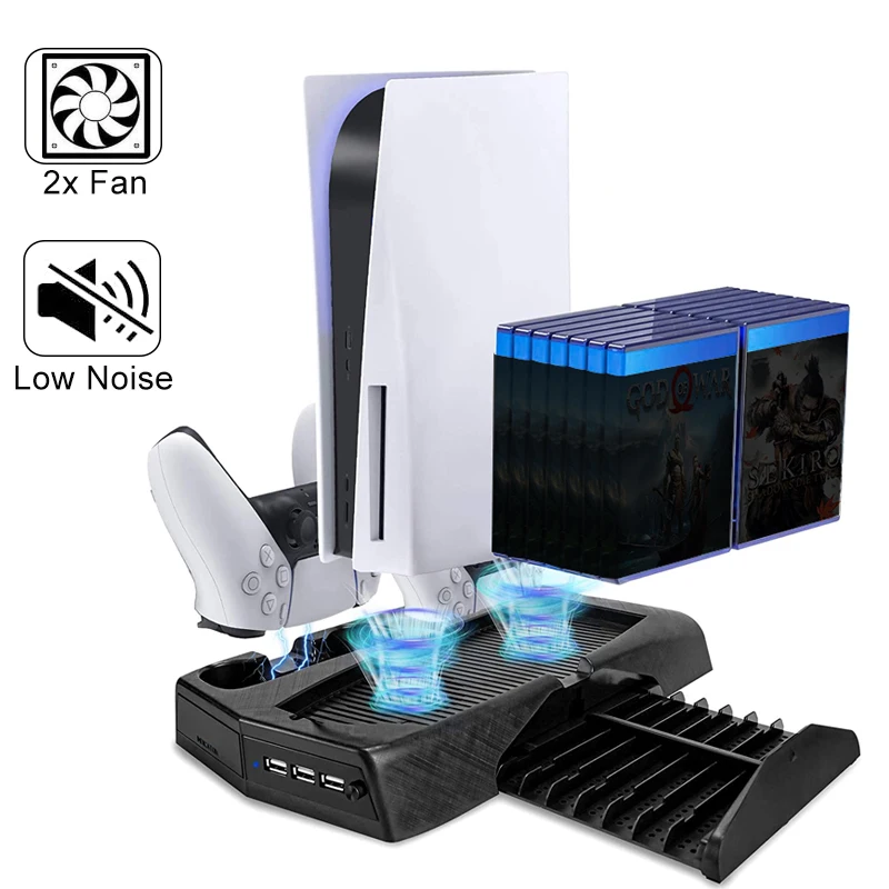 

Vertical Charging Stand Cooling Fan Station For PS5 Console Dual Controller Charger For Sony PlayStation 5 UHD/Digital Edition