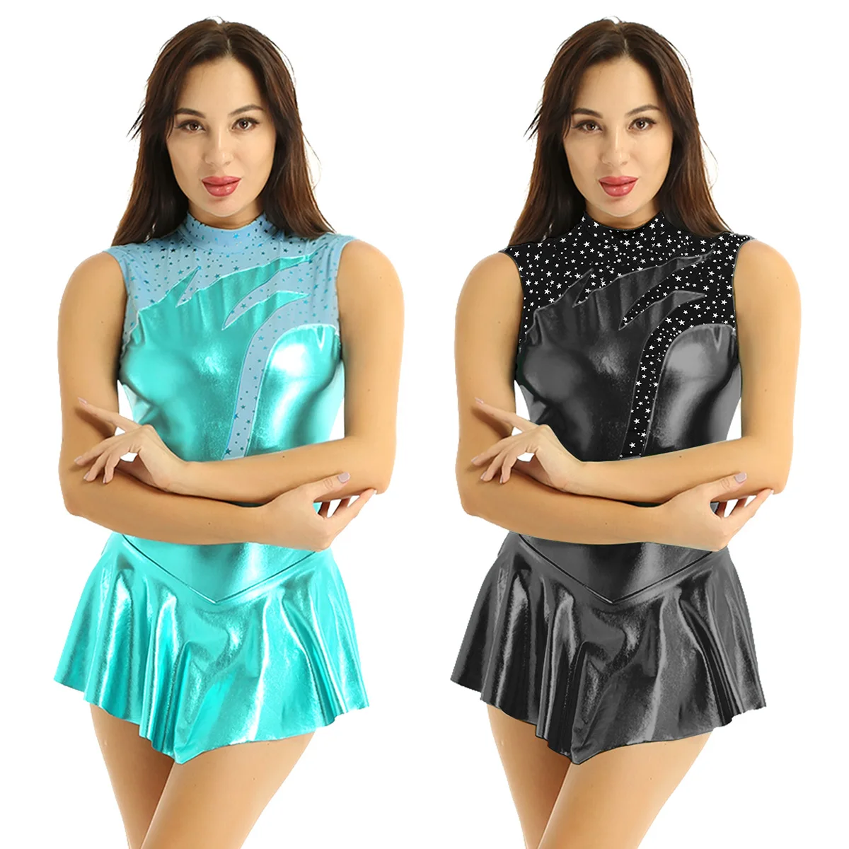 Women Shiny Metallic Ballet Tutu Dress Professional Skating Leotard Dance Wear Stage Show Costume Adult Gymnastics | Тематическая