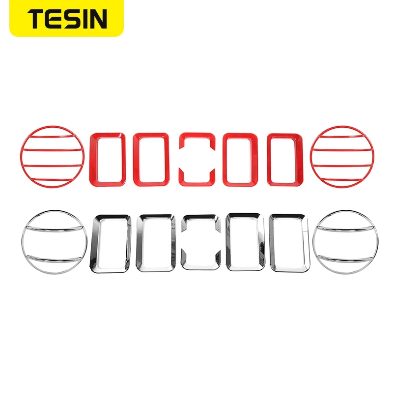 

TESIN ABS Car Front Grille Headlight Decoration Cover Stickers Kit Fit For Suzuki Jimny 2019-2020 8 Pcs Car Exterior Accessories