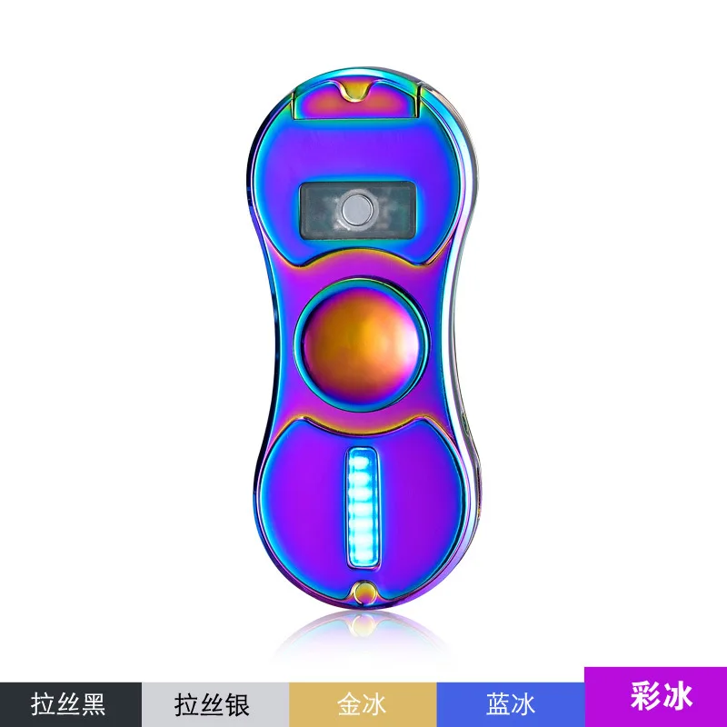 

Fingertip Gyro Dual Arc Pulse USB Electronic Lighter Hand Spinner Windproof Cigarette Lighter LED Lighter Play 18 Colors Pattern