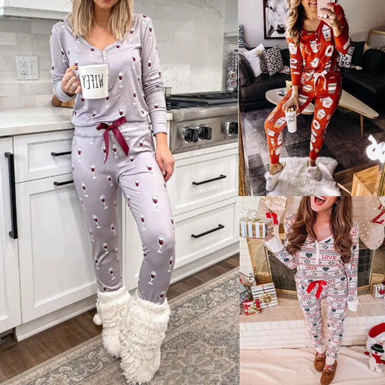 

Women Pajama Sets Valentine's Day Pjs Long Sleeve Pullover Tops Drawstring Pants 2Pcs Sleepwear Nightwear Loungewear Fall Winter