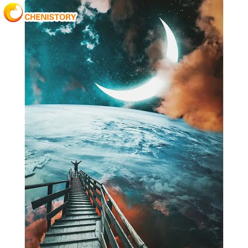 

CHENISTORY Picture By Number For Adults With Frame Moon Paint By Numbers Kits Acrylic Paint For Home Decors Wall Art Picture