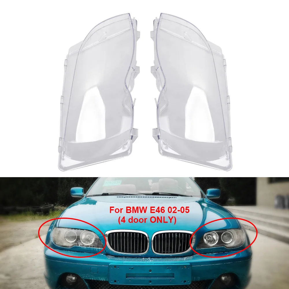 

LEEPEE Car Headlight Cover For BMW E46 318i 320i 325i 325xi 330i 330xi 2002-2006 Head light Housing Lens Shell Accessories