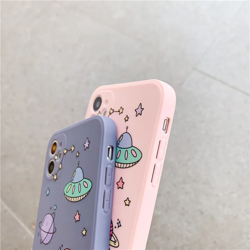 

Lens protection cartoon astronaut planet spaceship dinosaur case for iphone 12 Pro Max 12MiNi X XR XS 11 Pro Max 6S 7 8 plus SE