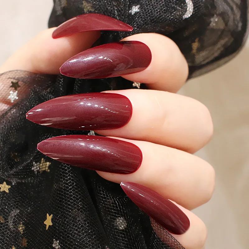 24 шт./компл. очень длинные острые ногти поддельные набор полное покрытие