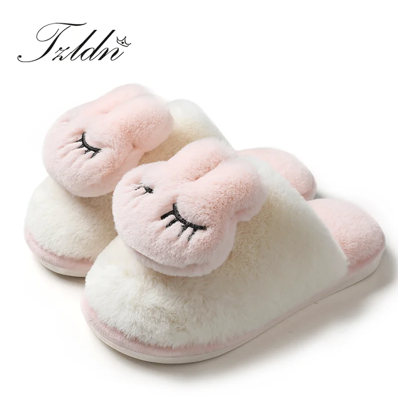 Шлепанцы tzтаблице кролик женские домашние мягкие тапочки из хлопка теплые для