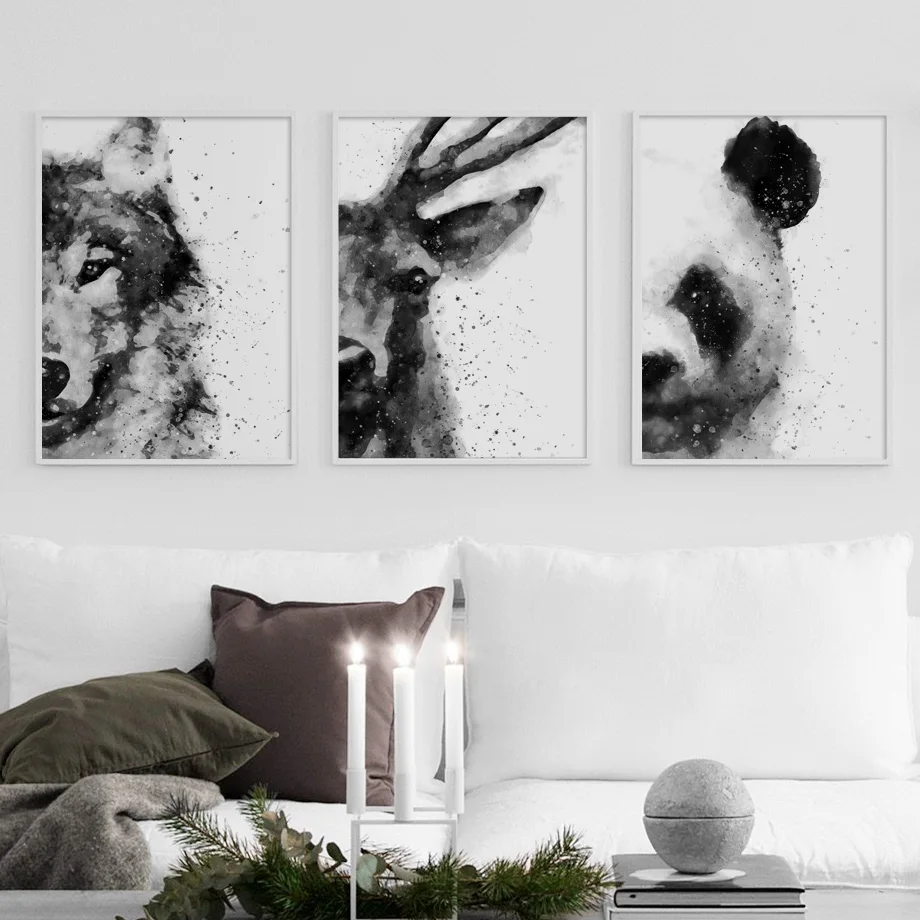 Настенные картины на холсте с изображением медведя волка оленя панды тигра енота