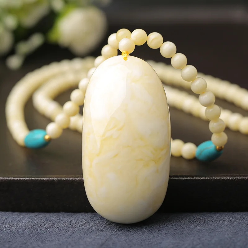 

Восковой кулон для мужчин и женщин, ожерелье с кулоном в виде Балтийской кости, кулона, кулон с кулоном в виде куриного масла, желтого, янтарн...