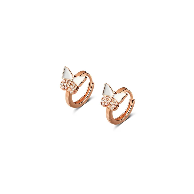 

MloveAcc 925 Sterling Silver Clear CZ Cute Butterfly Hoop Earring for Kids Children Girls Women Loop Huggies Earring Jewelry