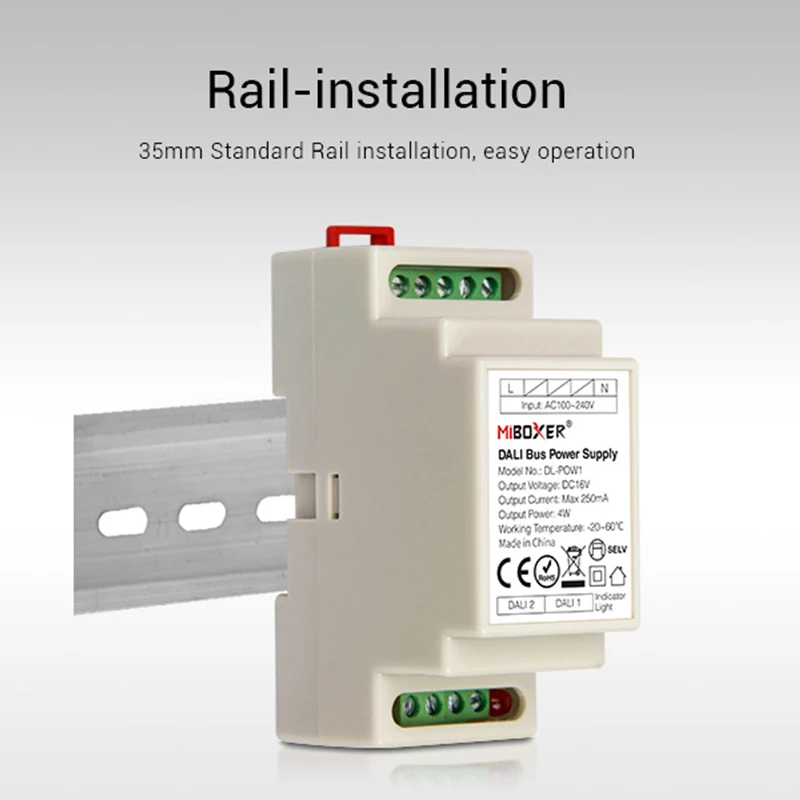 Miboxer DIN Rail DALI источник питания автобуса DL-POW1 DC16V 4W Max250mA светодиодный трансформатор