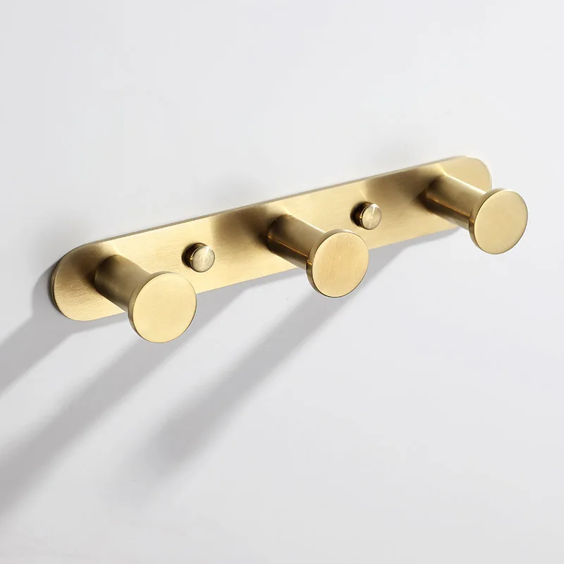 brushed goldwhitematte black stainless steel hooks bathroom accessories wall mounted round robe hook 3 8 hooks free global shipping