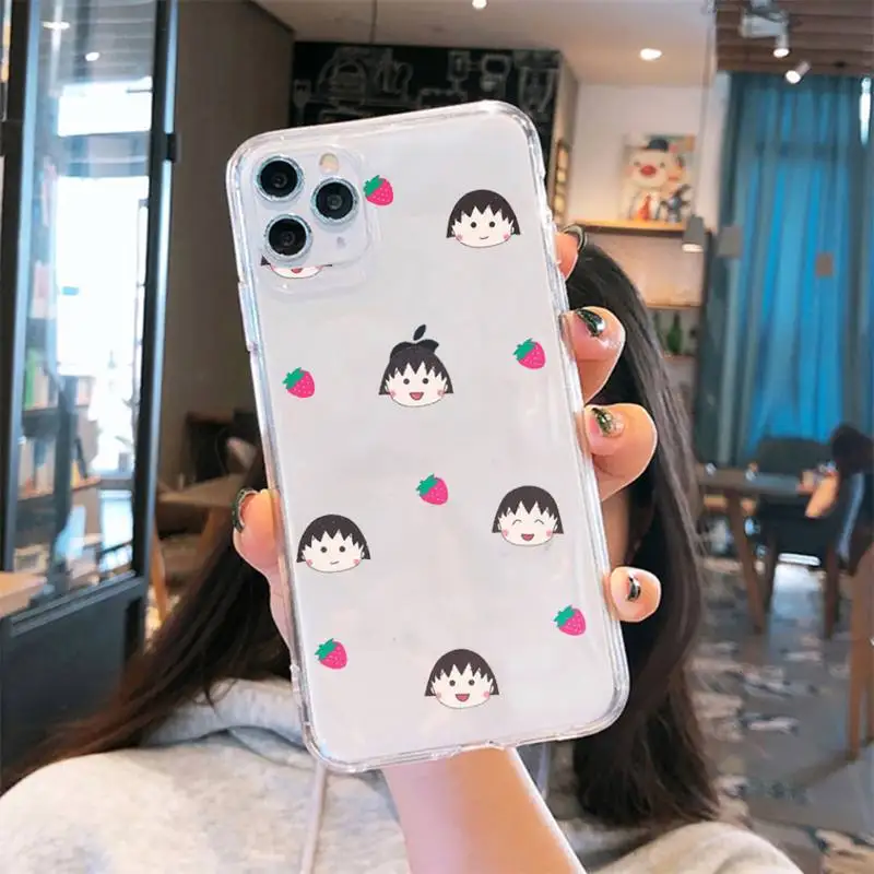 

Chibi Maruko-chan Phone Case Transparent soft For iphone 5 6 7 8 11 12 s c se plus mini x xs xr pro max cover shell funda