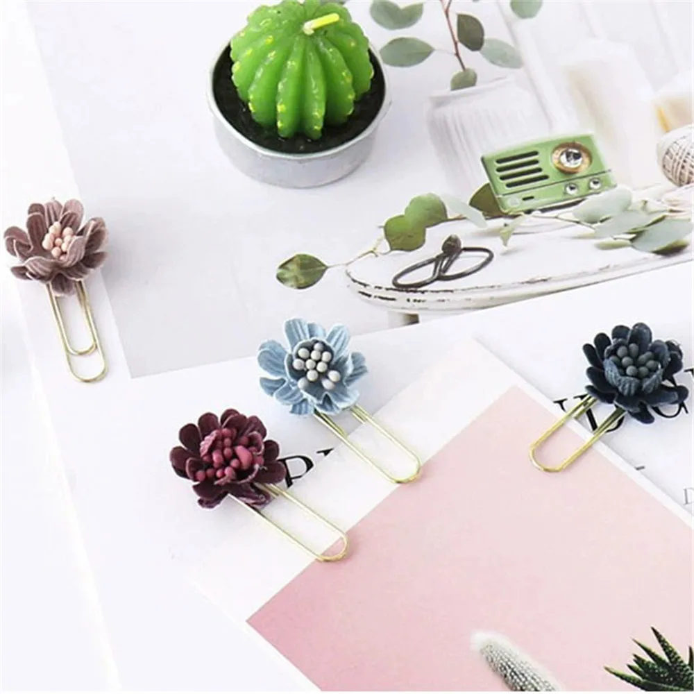 

10pcs Cute Flower Shape Paper Clips Escolar Bookmarks Photo Memo Ticket Clip Stationery School Supplies Gifts
