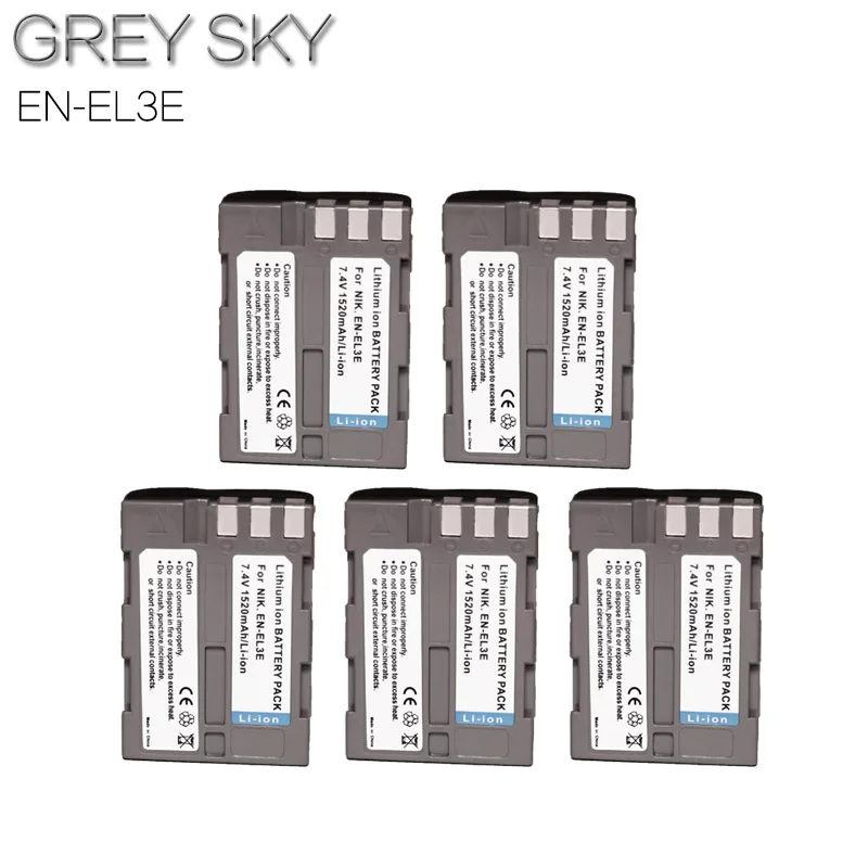5 battery EN-EL3e Батарея+ ЖК-дисплей Зарядное устройство для Nikon D50 D70 D80 D90 D100 D200 D300S D700 - Цвет: 5 battery