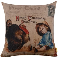 linkwell 18x18 vintage thanksgiving day burlap cushion covers pillow case cc861