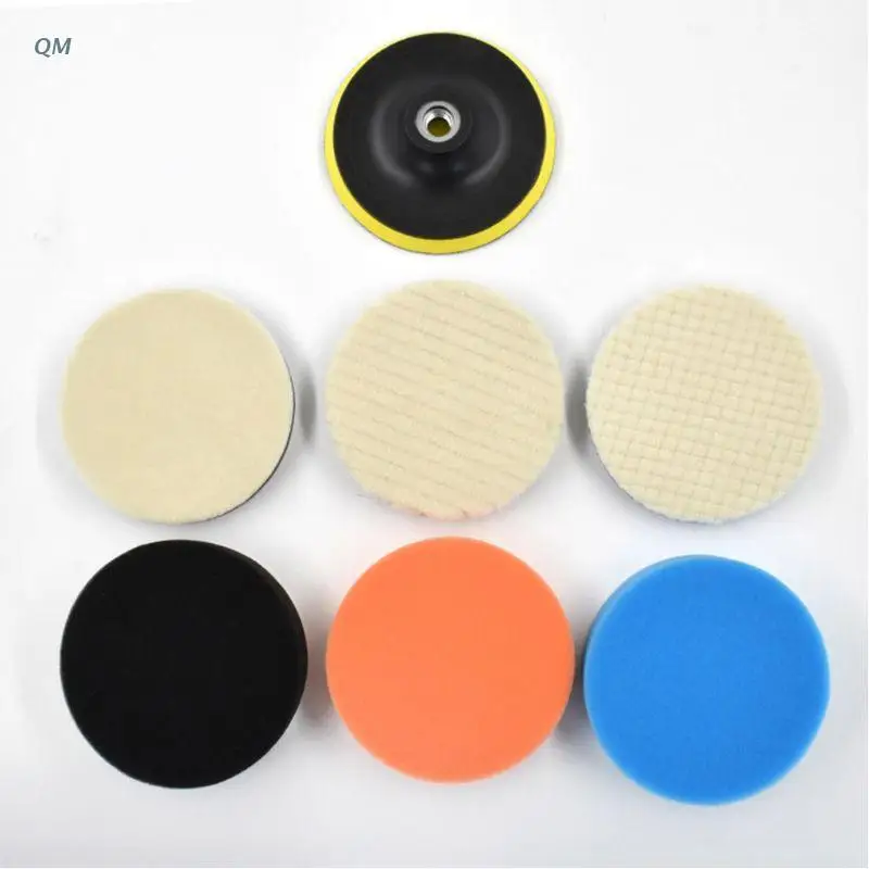 

7Pcs/set Polishing Pad Soft Wool Ball Bonnet Kit 5" Wheel Pad Abrasive Tool for Car Body Polishing Discs 13MF