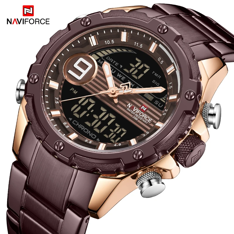 Часы наручные NAVIFORCE Мужские кварцевые роскошные Брендовые спортивные модные