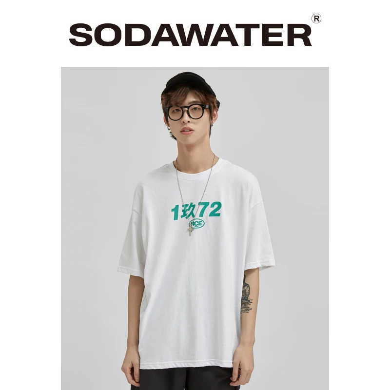 Мужская футболка с короткими рукавами SODAWATER модная принтом уличная одежда модель