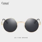 Cyxus поляризованные солнцезащитные очки для женщинмужчин Роскошные весенние металлические круглые винтажные классические очки UV400 1940