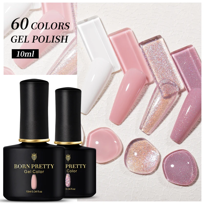 Гель-лак для ногтей полуперманентный 10 мл телесный гель с блестками | Красота и