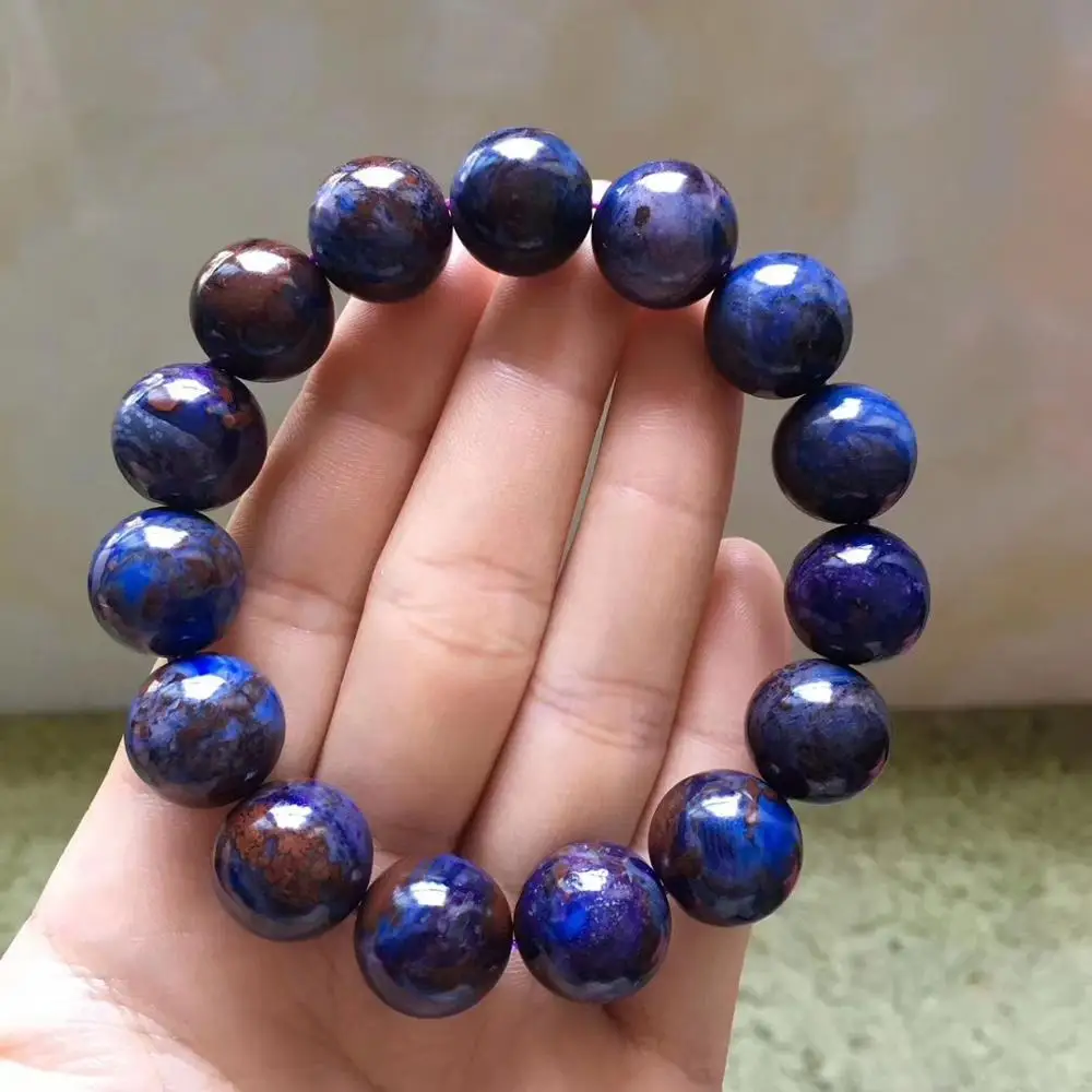 Из натуральной фиолетовый сугилит Южной Африки браслет кристалл круглый бусины стрейч для женщин мужчин