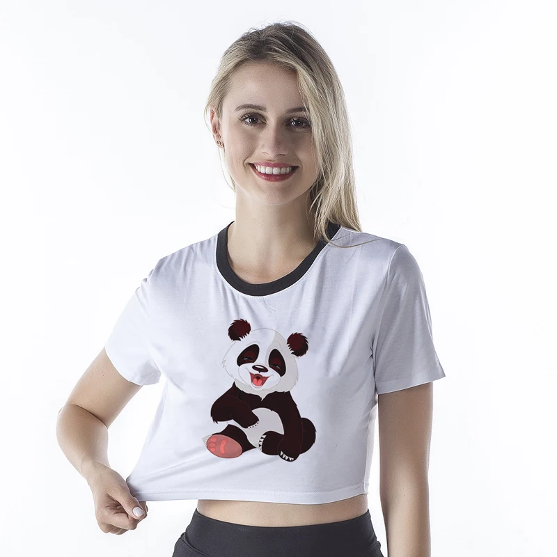 Harajuku футболка женская Kawaii мультфильм Повседневная принт панды короткий рукав