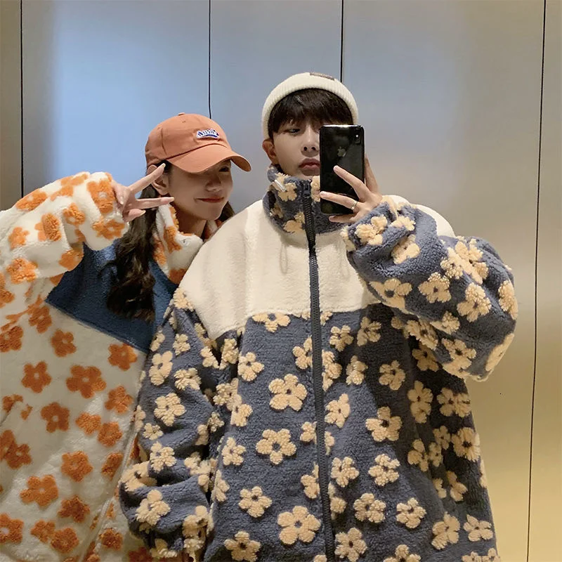 Куртка TEDSN в стиле оверсайз с маргаритками шерпа винтажная куртка на молнии