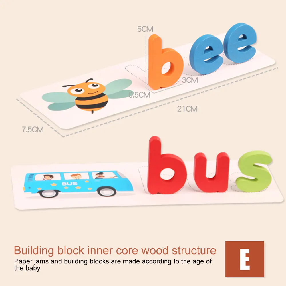 Деревянные буквы алфавита Обучающие карты набор слова орфографическая игра